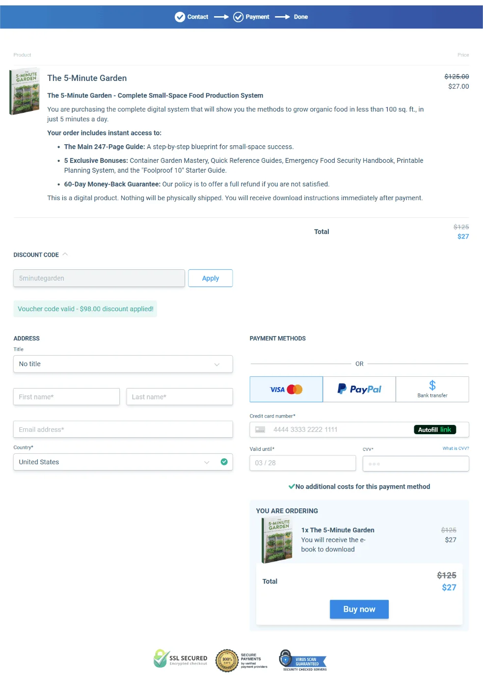 The 5-Minute Garden-checkout-page
